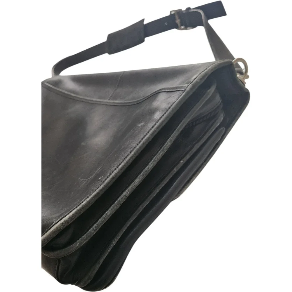 Coach Transatlantic Black Leather Briefcase Messenger Bag D043-6455